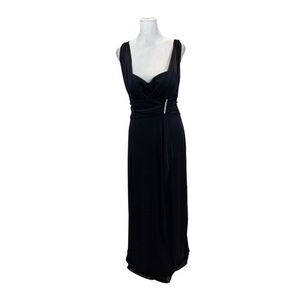 Betsy &โ Adamโby Linda Bernell Navy Blue Full length Chiffon Dress Size 10